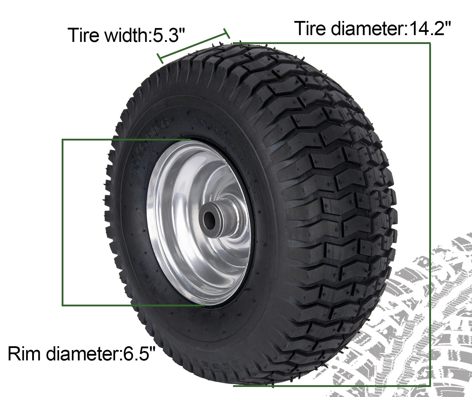 CMOOD 15x6-00-6 tire-wheel set ready for quick mower tire replacement
