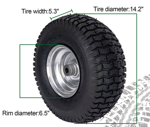 CMOOD 15x6-00-6 tire-wheel set ready for quick mower tire replacement