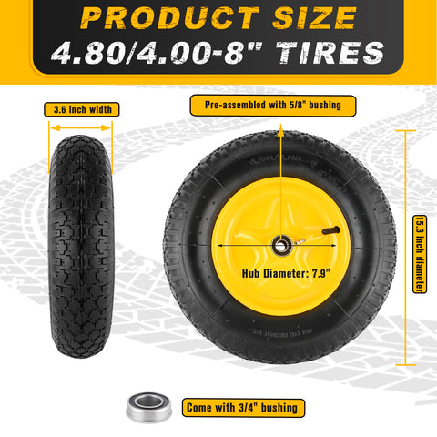 CMOOD 16-inch pneumatic wheel designed for durable garden cart use.