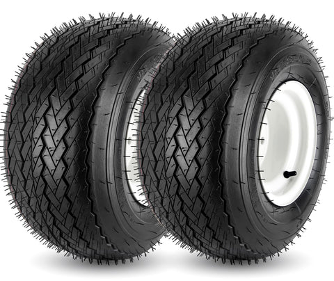 CMOOD 18x8.50-8 tire with rim close-up highlighting rugged construction for durability.