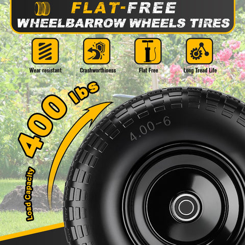 CMOOD 4.00-6 flat-free tire bearing kit compatible with 5/8 and 3/4 inch shafts