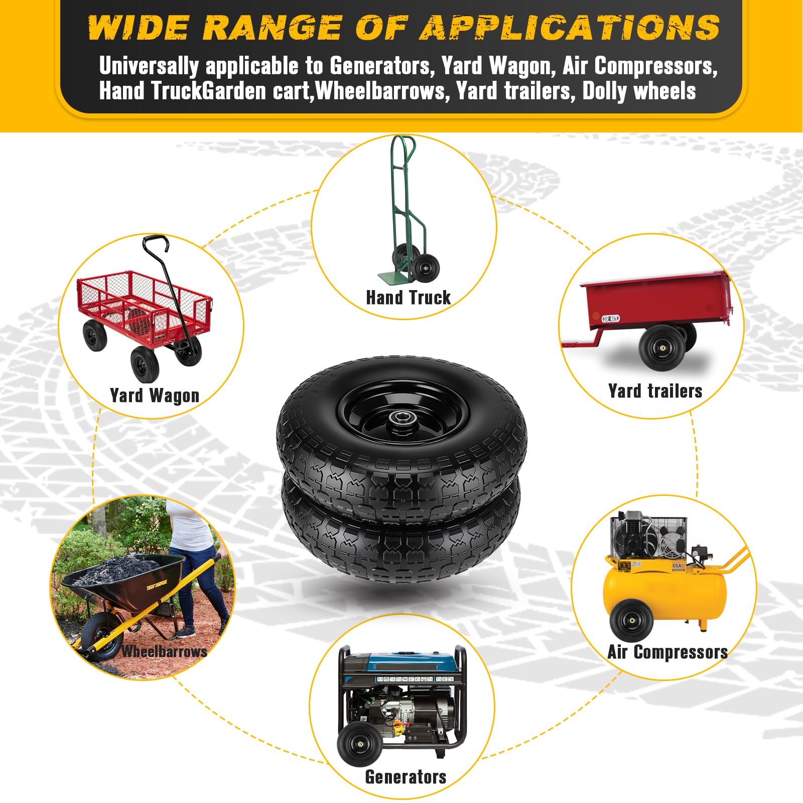 CMOOD 4.00-6 flat-free tire and wheel assembly highlights durable construction