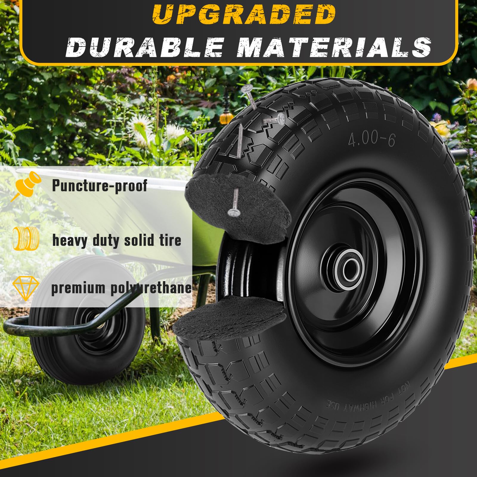 CMOOD 4.00-6 flat-free tire and welded steel rim design