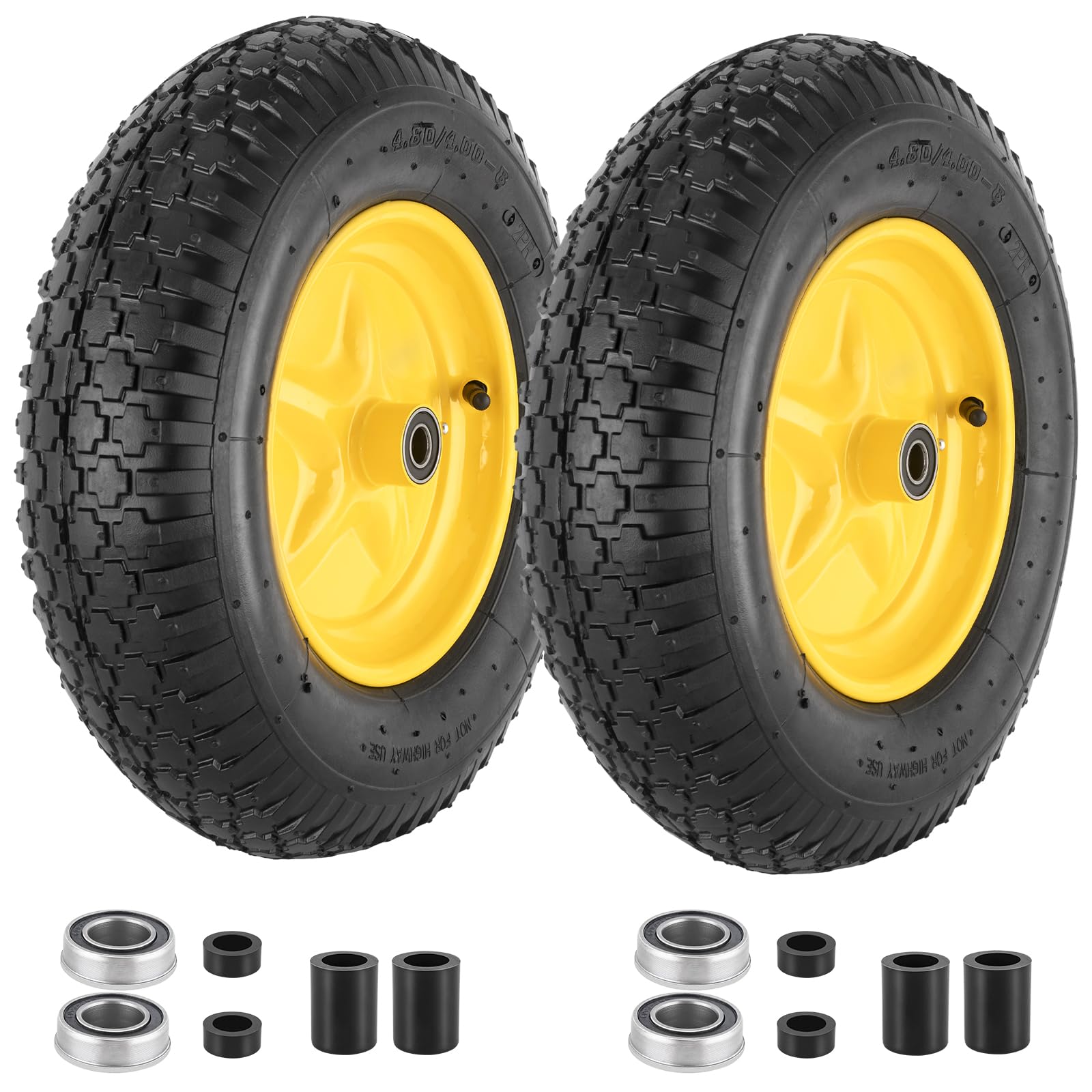 CMOOD 4.80/4.00-8 tire and wheel assembly ready for quick installation.