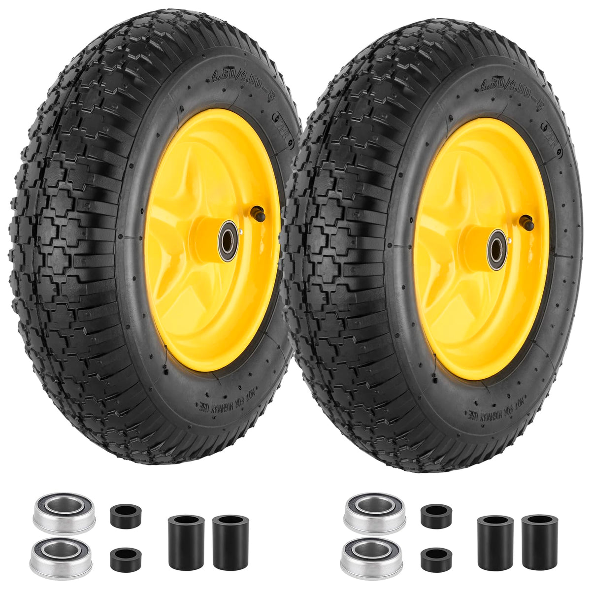 CMOOD 4.80/4.00-8 tire and wheel assembly ready for quick installation.