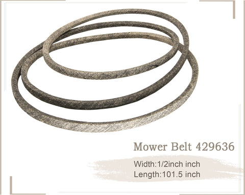 CMOOD 42-inch deck belt close-up highlighting wear-resistant synthetic rubber.