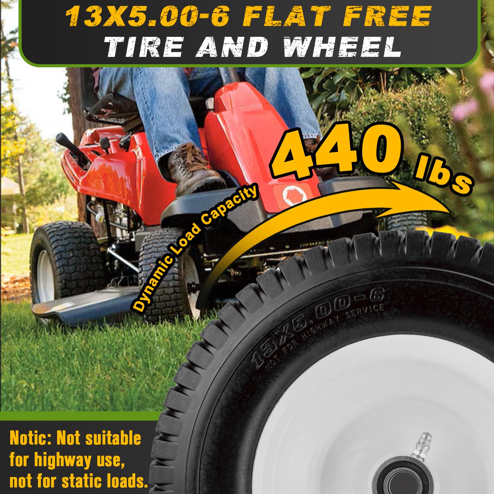 CMOOD chevron tread closeup for grass traction