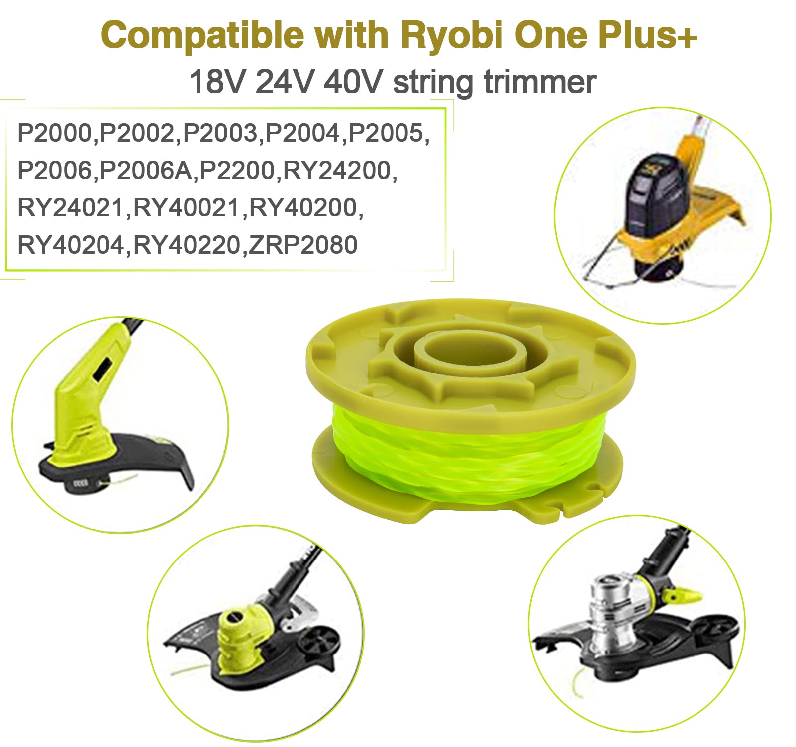 CMOOD fluorescent green spool visible while edging and mowing