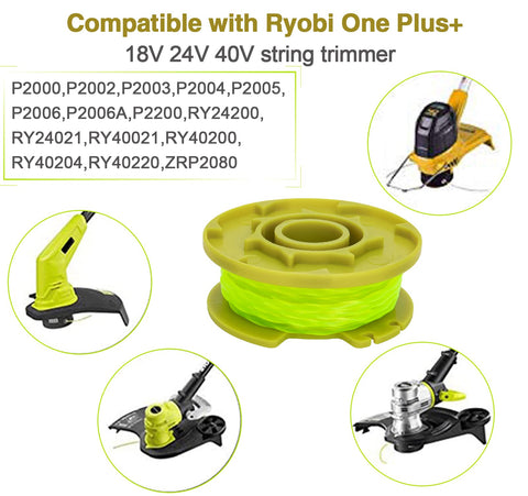 CMOOD fluorescent green spool visible while edging and mowing