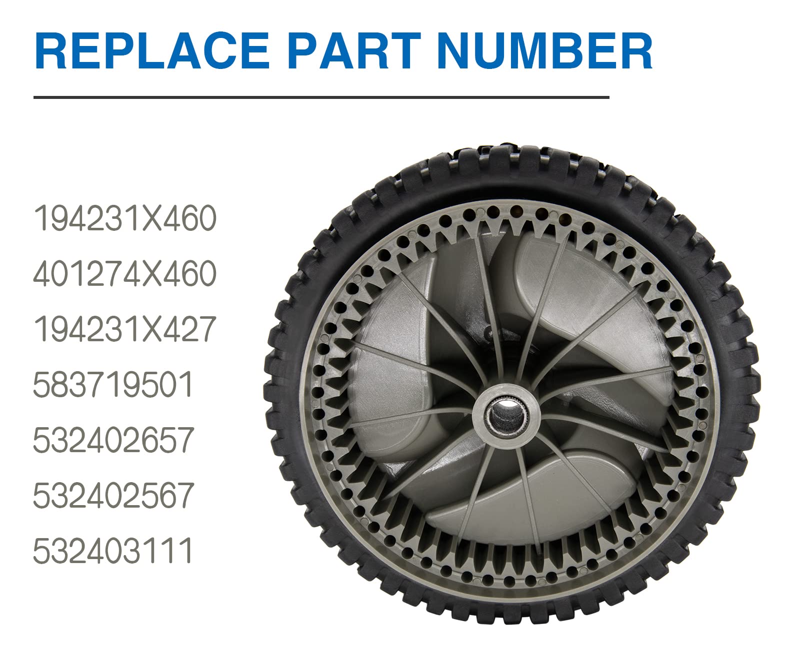 CMOOD 8-inch front drive wheels deliver steady mowing performance.