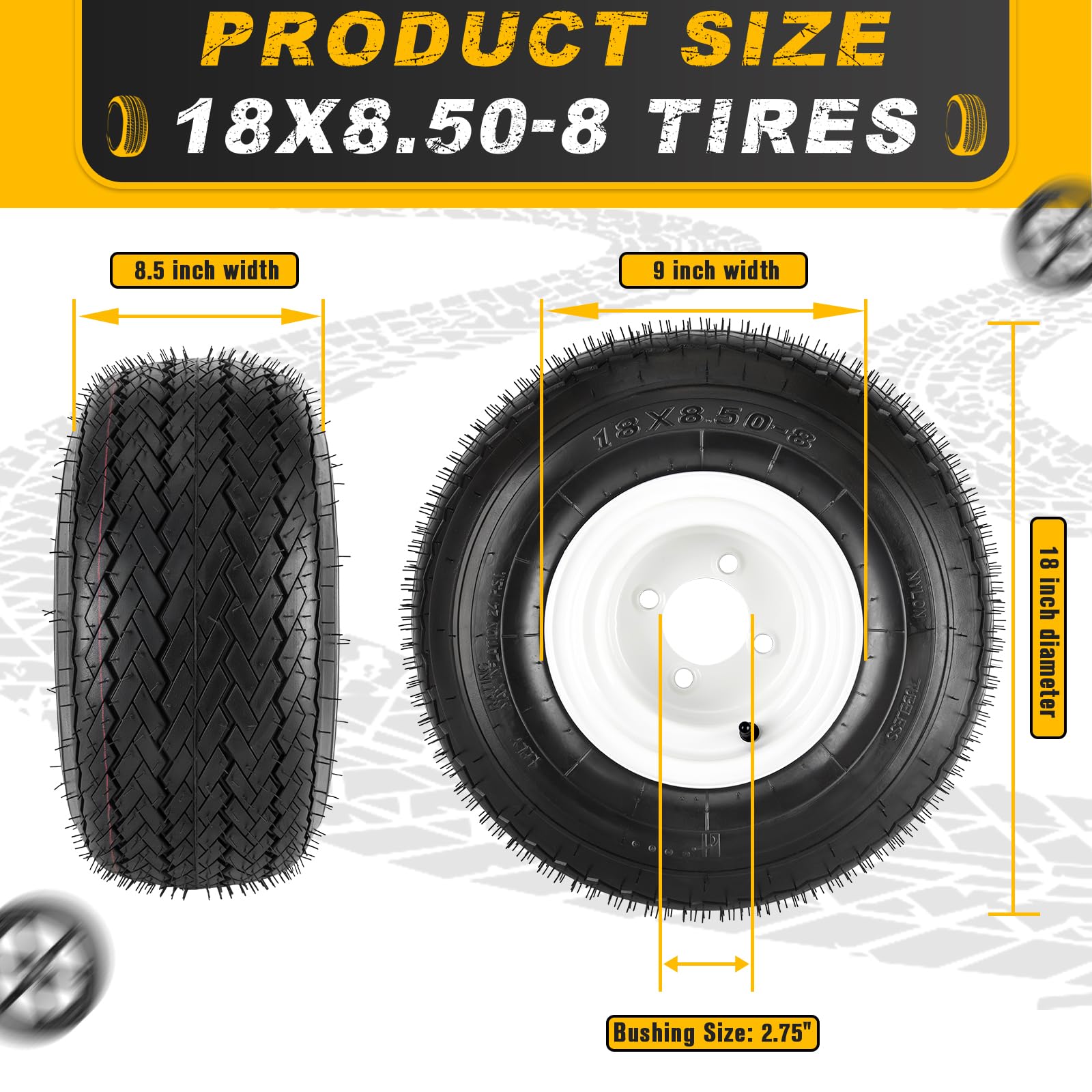CMOOD lawn mower tire with rim installed on wheel ready for quick replacement.