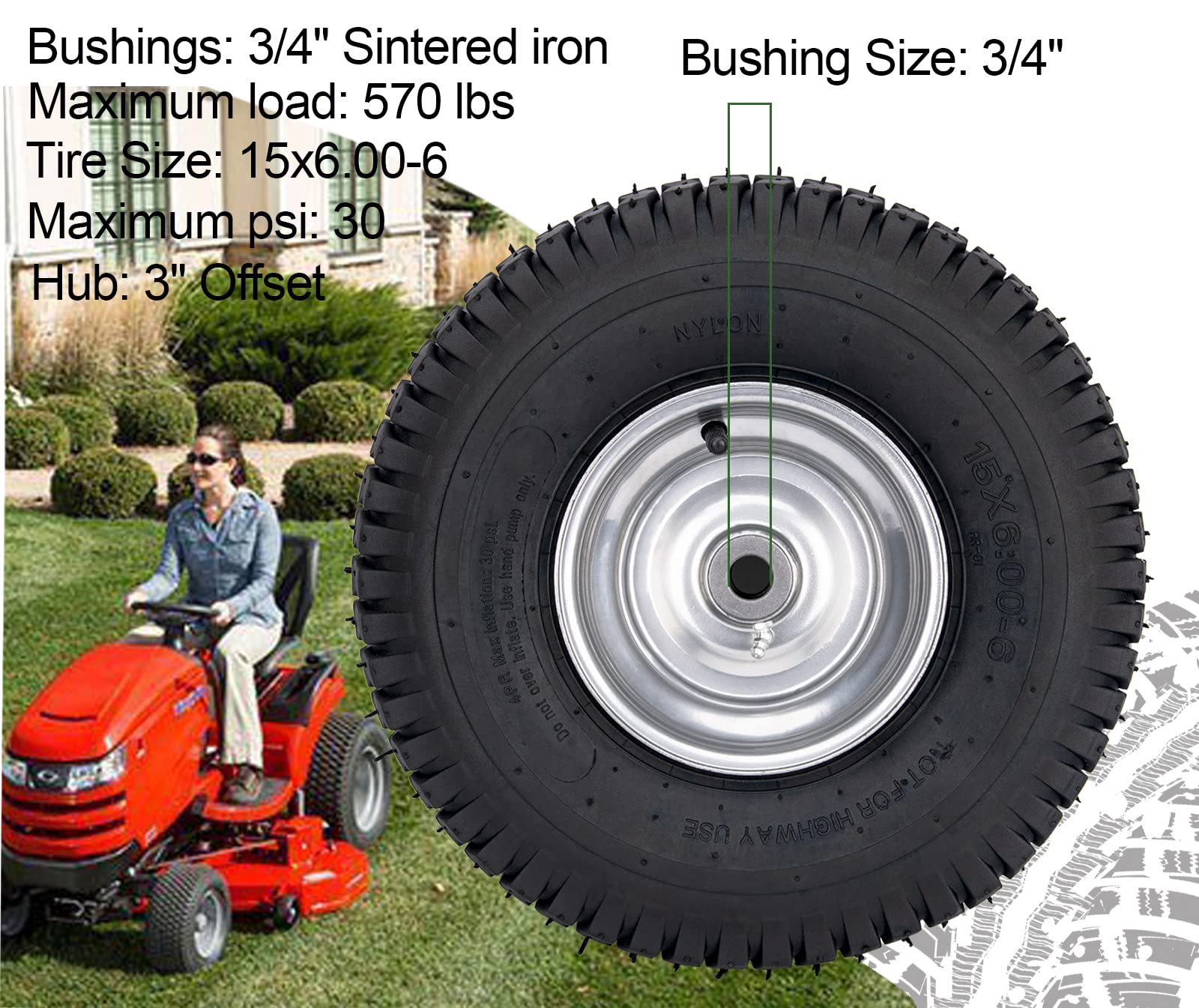 CMOOD natural rubber lawn mower tires deliver durable traction and a comfortable ride