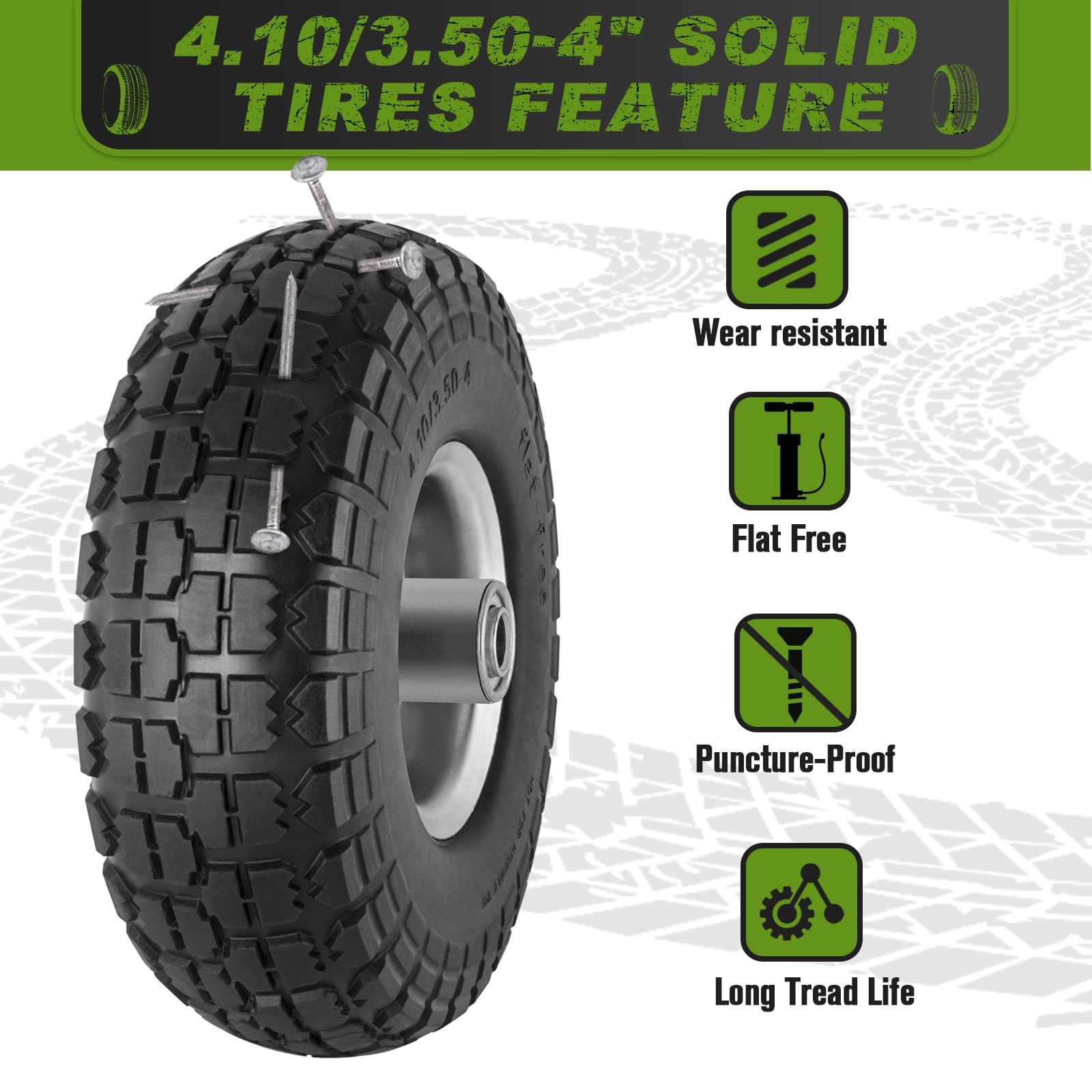 CMOOD polyurethane tire material close-up indicates durable, puncture-resistant construction
