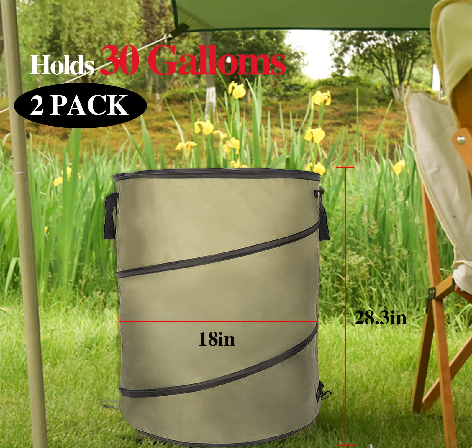 CMOOD pop-up trash bin ready for camping and outdoor gatherings.