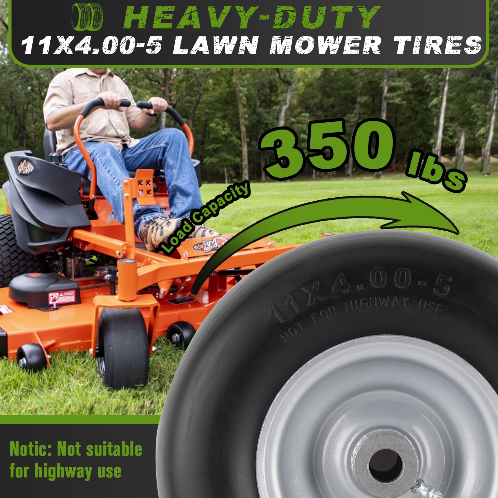 CMOOD smooth tread reduces grass disruption during mowing