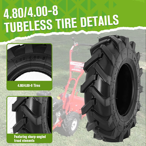 CMOOD tractor tiller tire traction image demonstrates stable performance on uneven garden terrain.