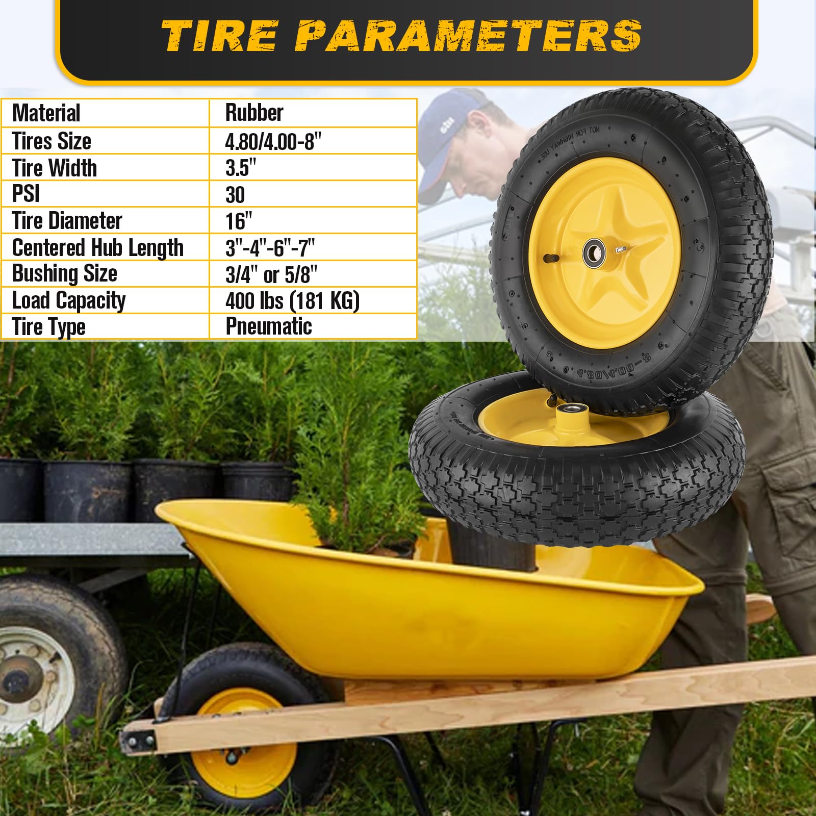 CMOOD tread pattern provides reliable traction on dirt and gravel.