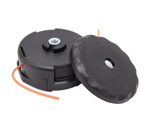 CMOOD trimmer head with 3-3/4 inch diameter for wider line capacity.