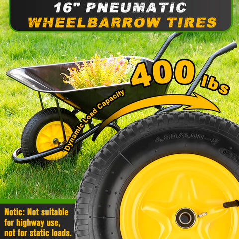 CMOOD wheelbarrow tire and rim with rugged construction for uneven terrain.