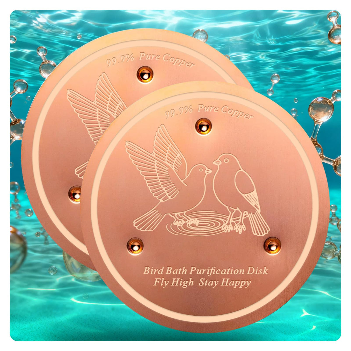 CNARIO copper birdbath disk bottom maintains clean water for birds.