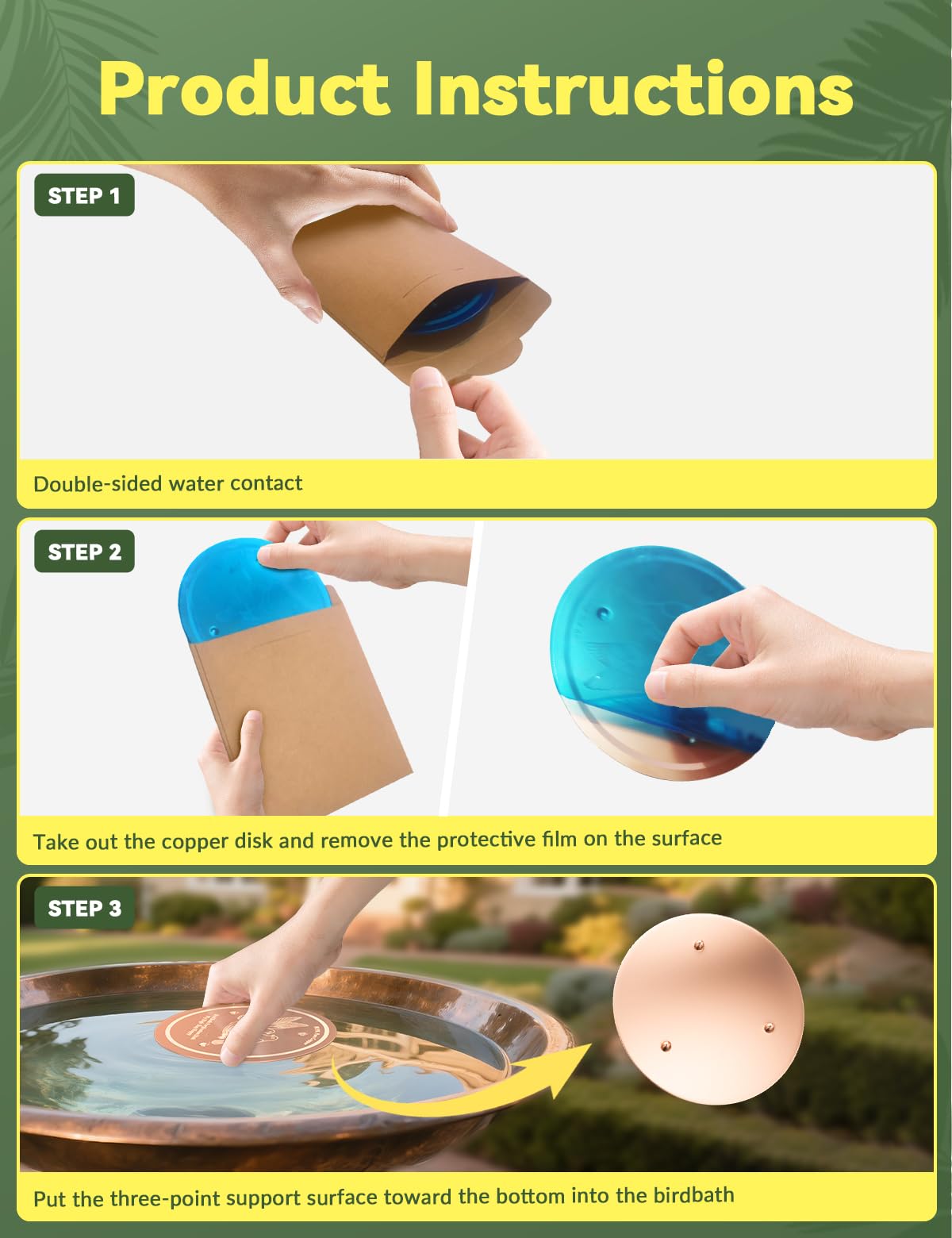 CNARIO outdoor birdbath disk supports birdwatching with safer water for birds.