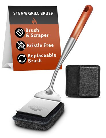 CNARIO bristle-free grill brush with replaceable head for safe cleaning