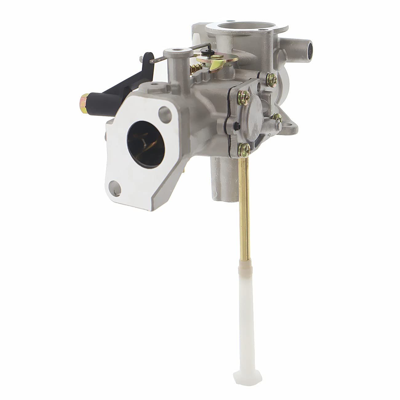 Cnfaner carburetor side view displays gaskets and diaphragms for thorough rebuild.