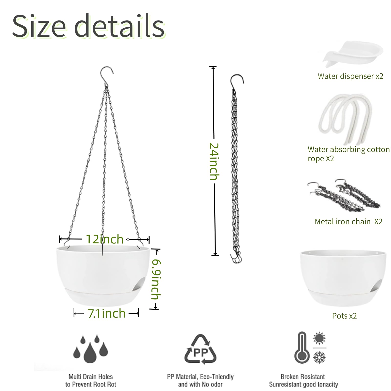 CNLBO two-pack planters with detachable saucer and cotton rope for easy moisture control.