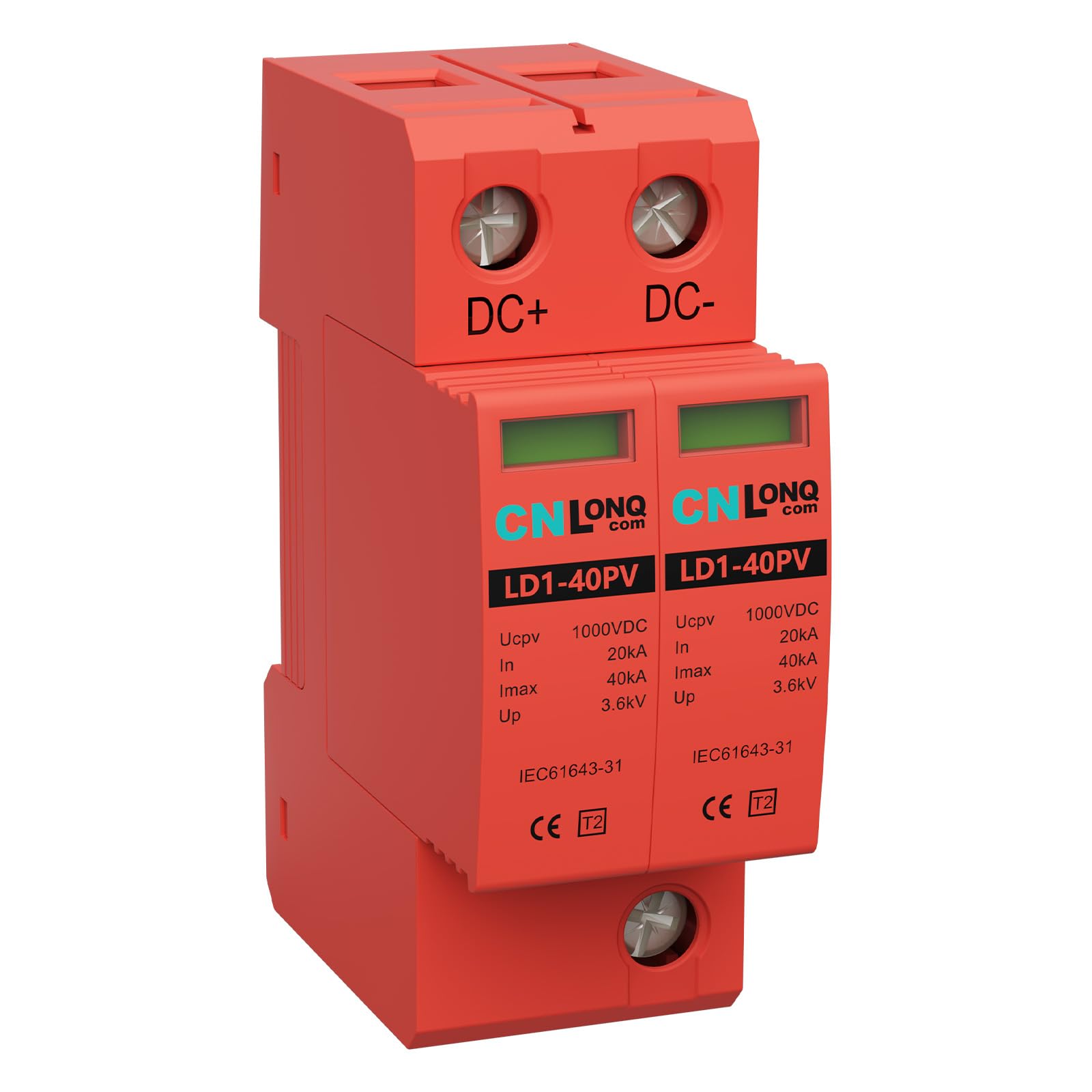 CNLonQcom 2P 40KA surge protector on DIN rail showing sturdy design for easy installation