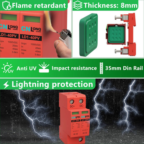 CNLonQcom DC 1000V PV arrester protecting solar and home circuits