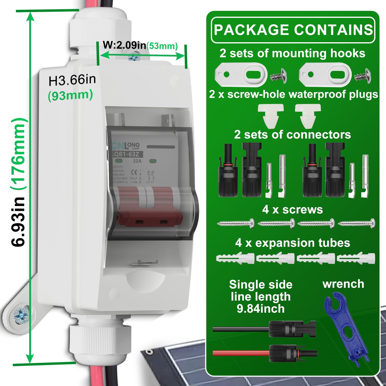 CNLonQcom four 30 cm solar extension cables for fast pre-wired setup