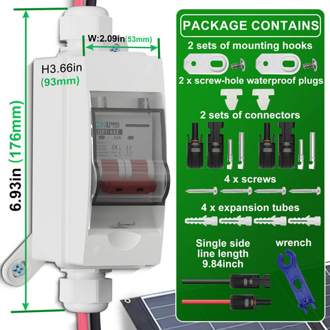 CNLonQcom four 30 cm solar extension cables for fast pre-wired setup