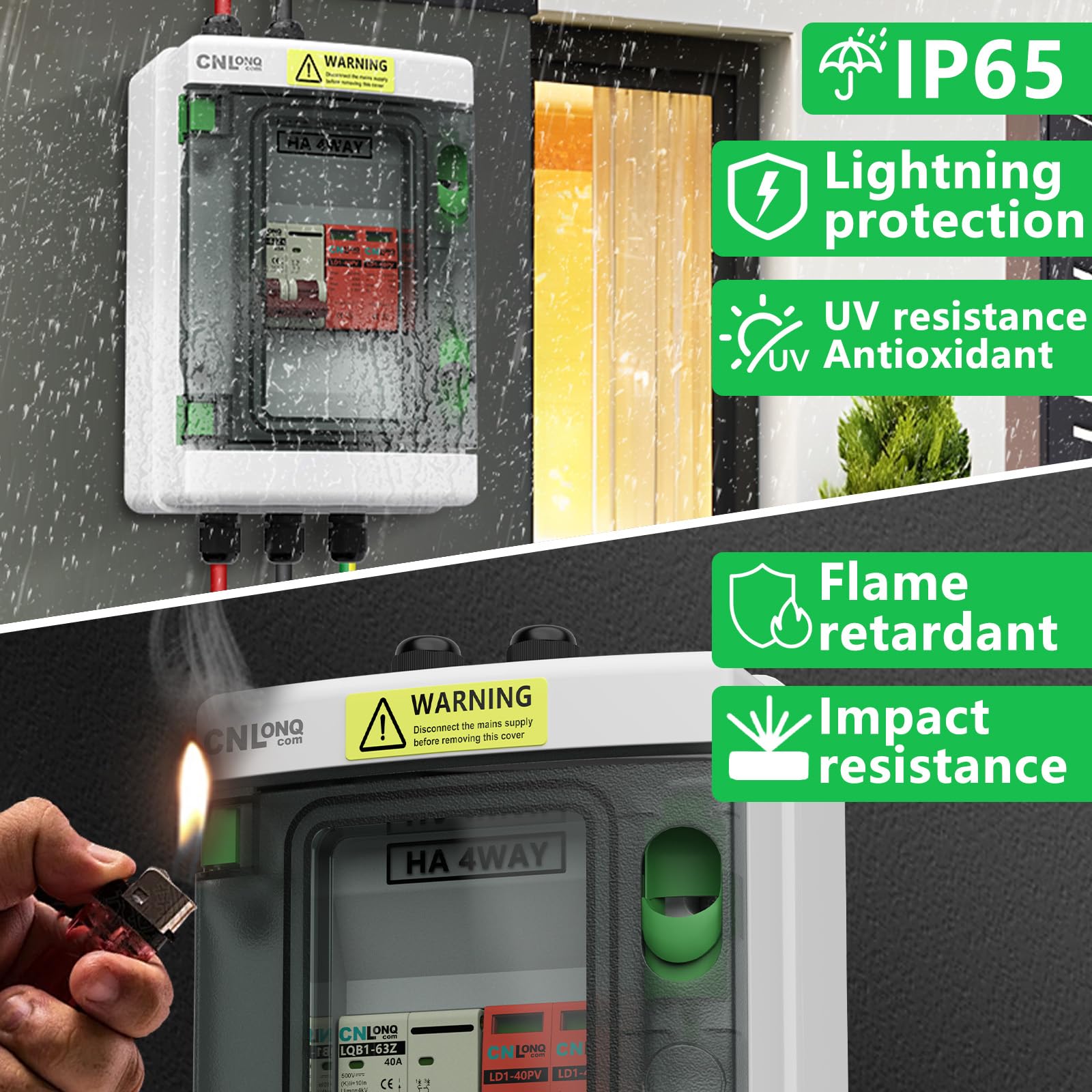IP65 weatherproof casing with transparent lid illustrating quick inspection visibility