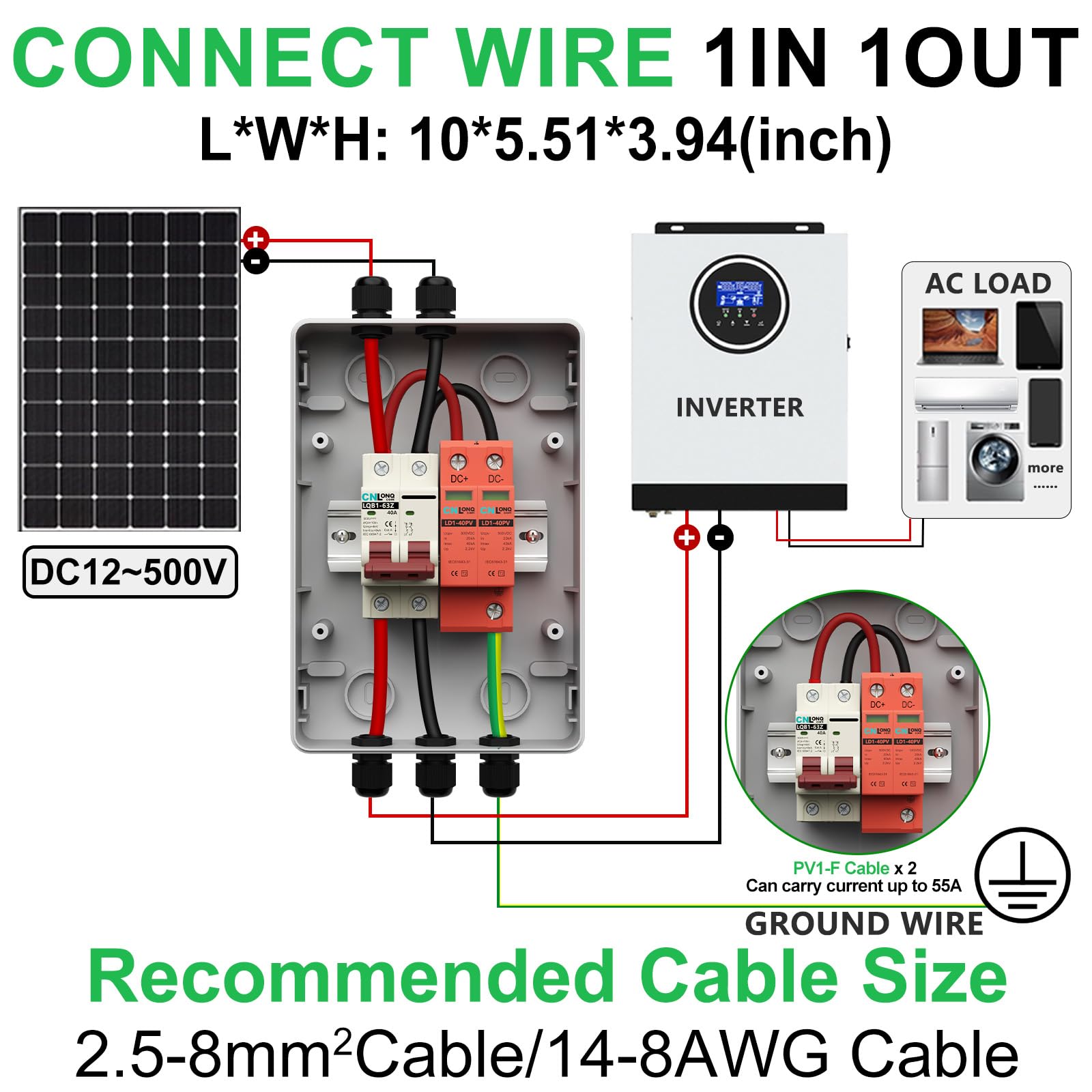 Outdoor breaker box mounted for an on-grid or off-grid solar setup