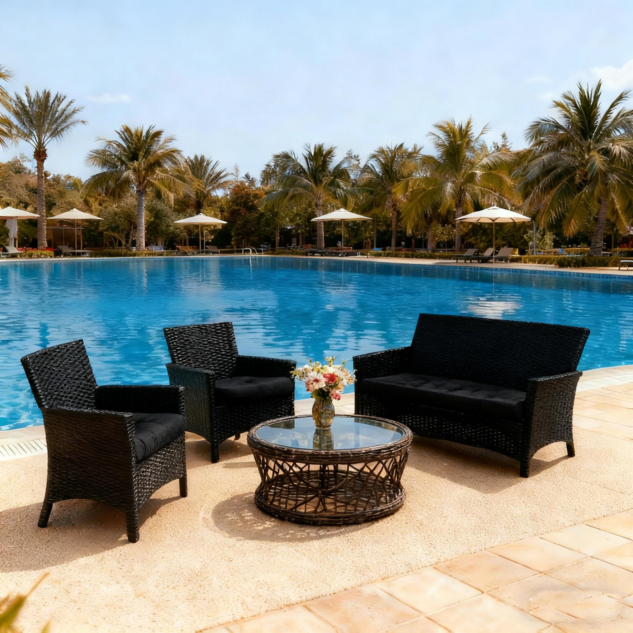 cnsmak outdoor cushions on wicker furniture setup for porch lounging