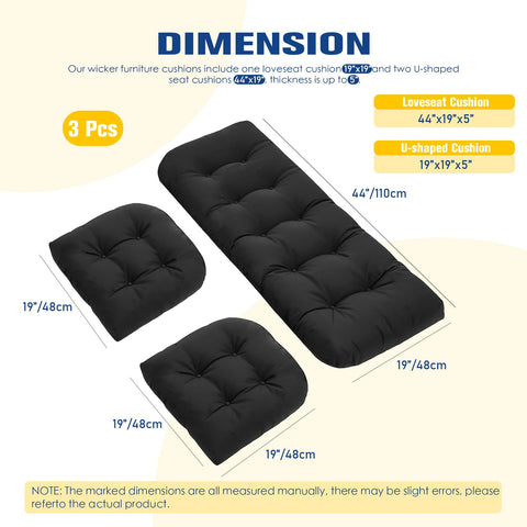 cnsmak patio cushions 3pc u-shaped cushion for versatile outdoor seating arrangements