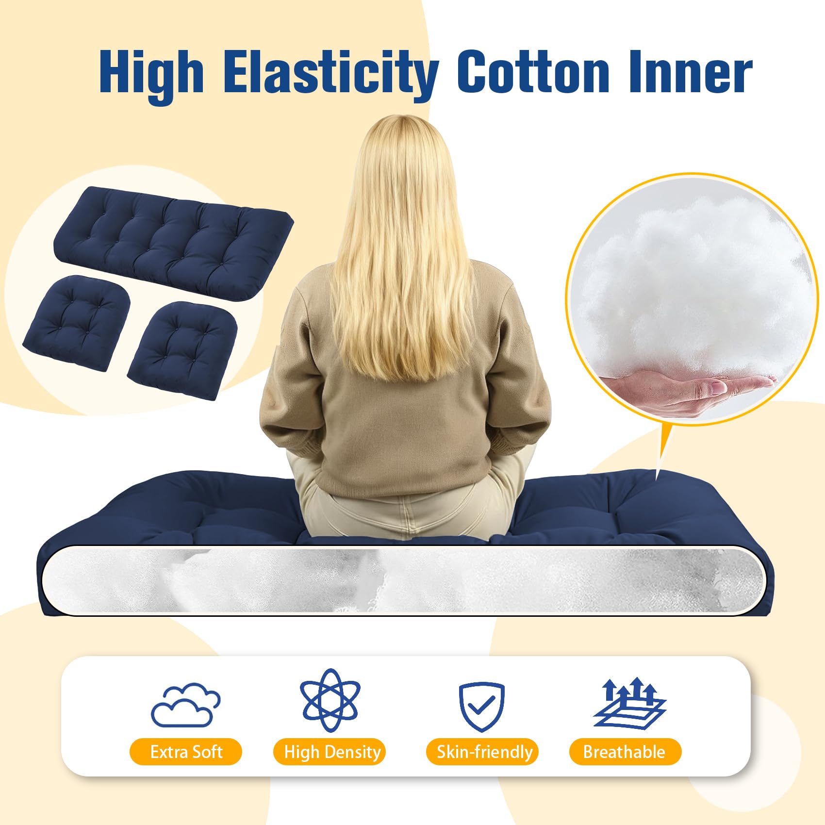 cnsmak tufted-design navy cushion adds stylish support outdoors