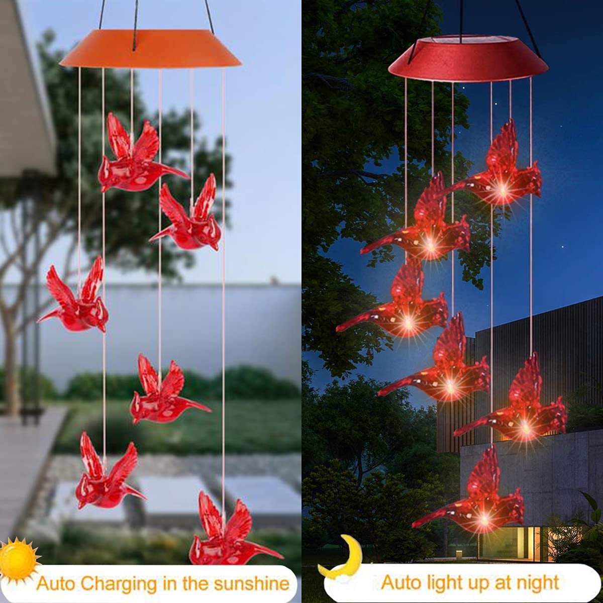 cnstorm Cardinal wind chimes IP65 waterproof for all-weather outdoor use.