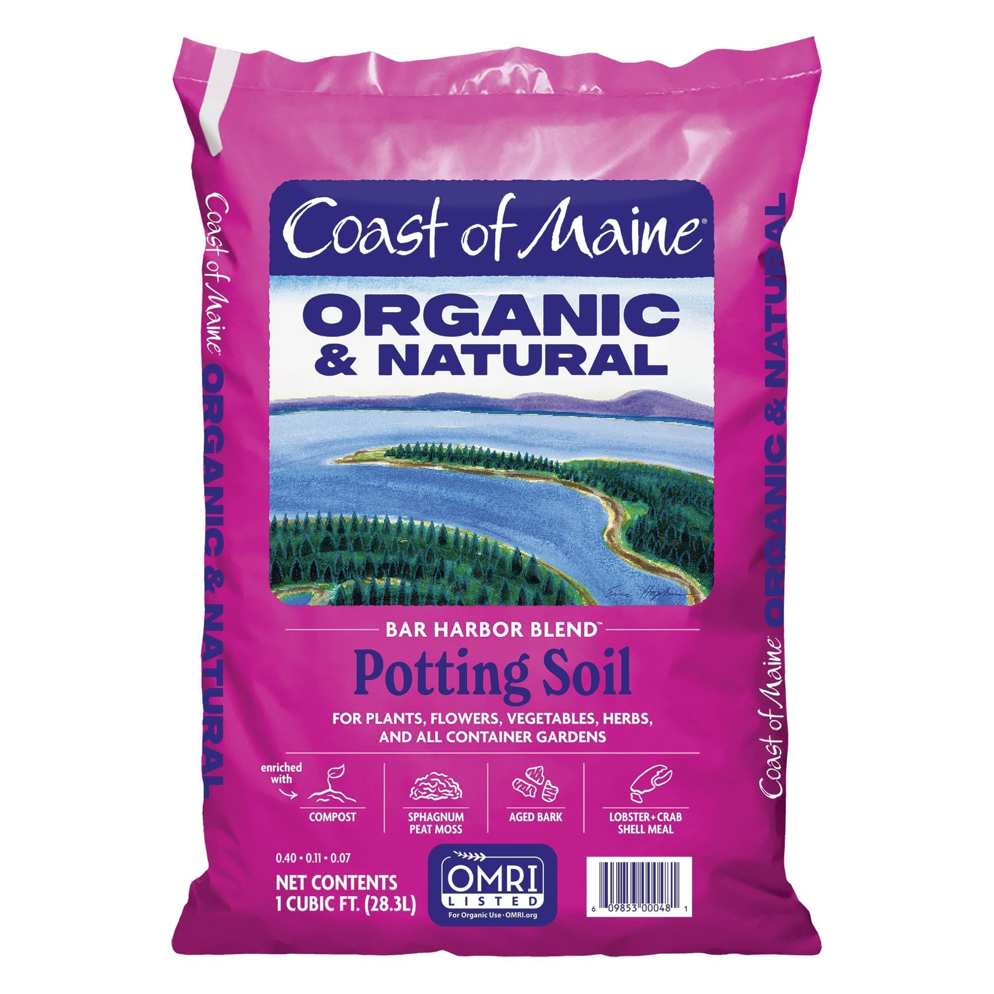 Coast of Maine Bar Harbor Blend soil poured into a container to promote drainage and healthy roots