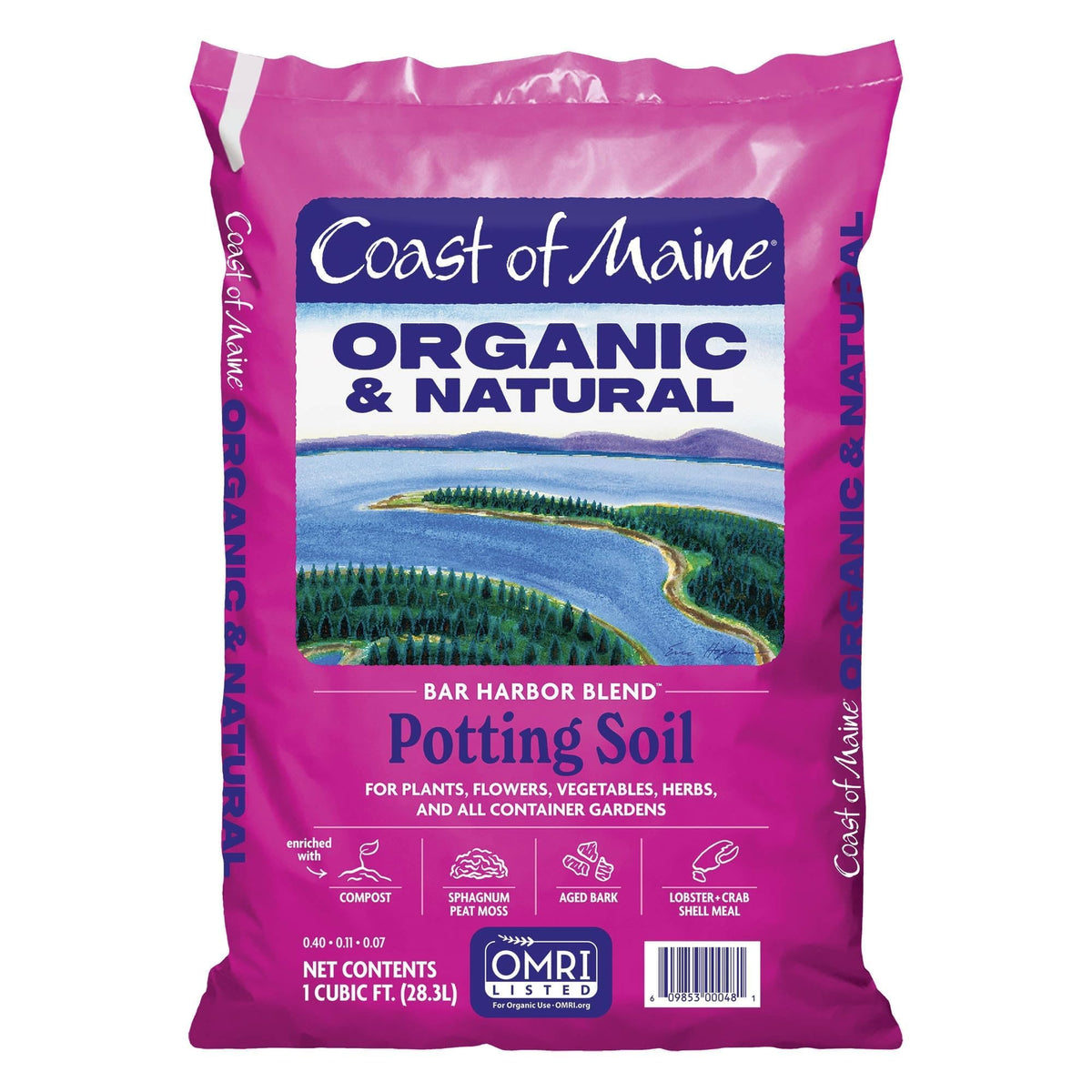 Coast of Maine Bar Harbor Blend soil poured into a container to promote drainage and healthy roots