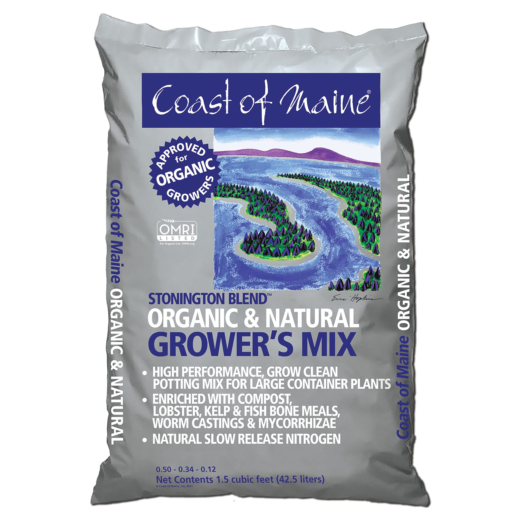 Coast of Maine Stonington Blend bag top view for container gardening