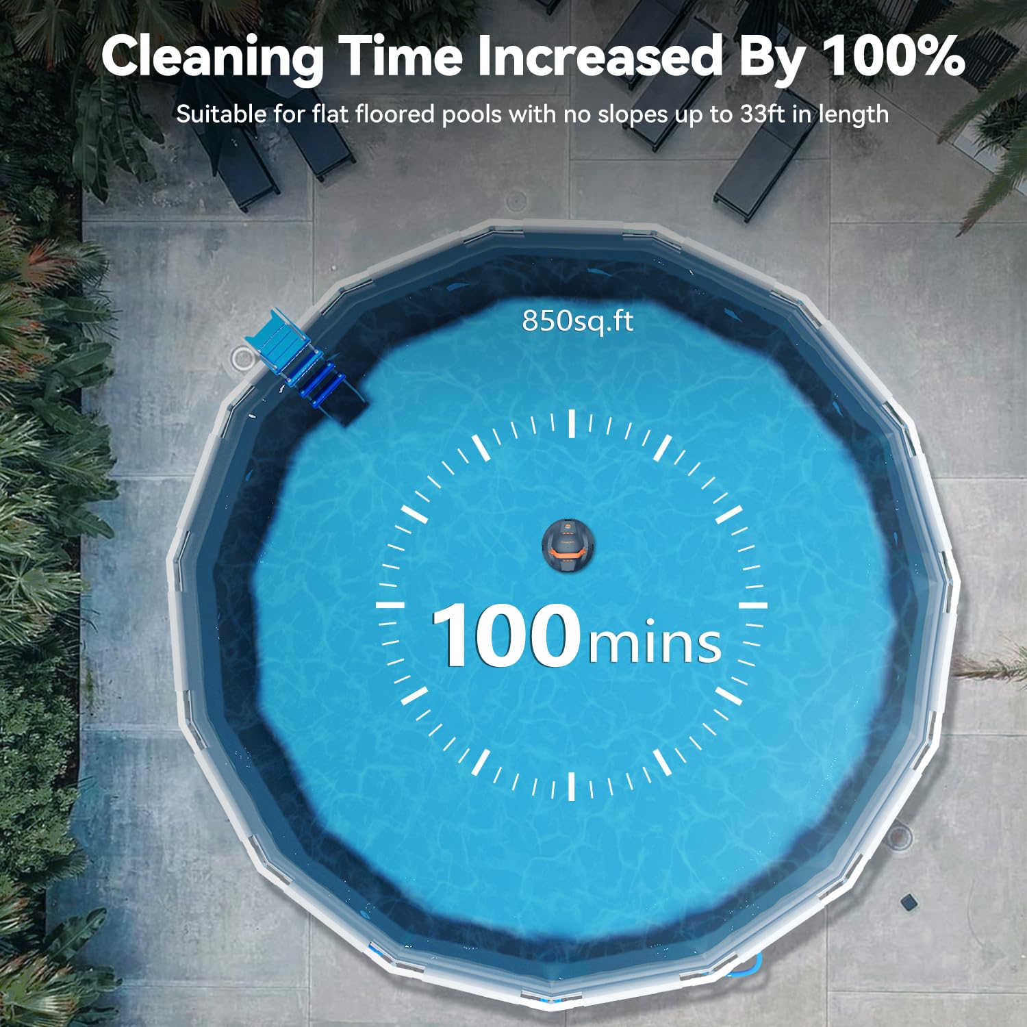 CoasTeering 4000mAh battery powers over 100 minutes of cleaning
