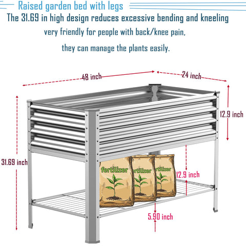COATTOA galvanized planter box, durable metal construction for long-lasting use.
