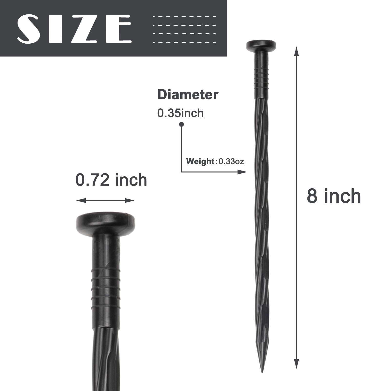 COBARYEN 50-piece plastic anchoring spikes for versatile garden installations.