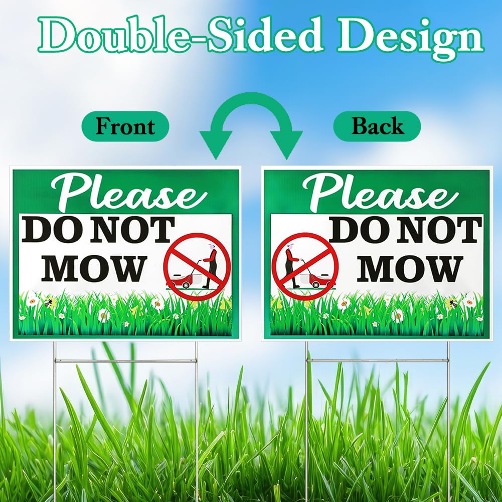 Cobee do not mow sign 12x9 back view showing double-sided print
