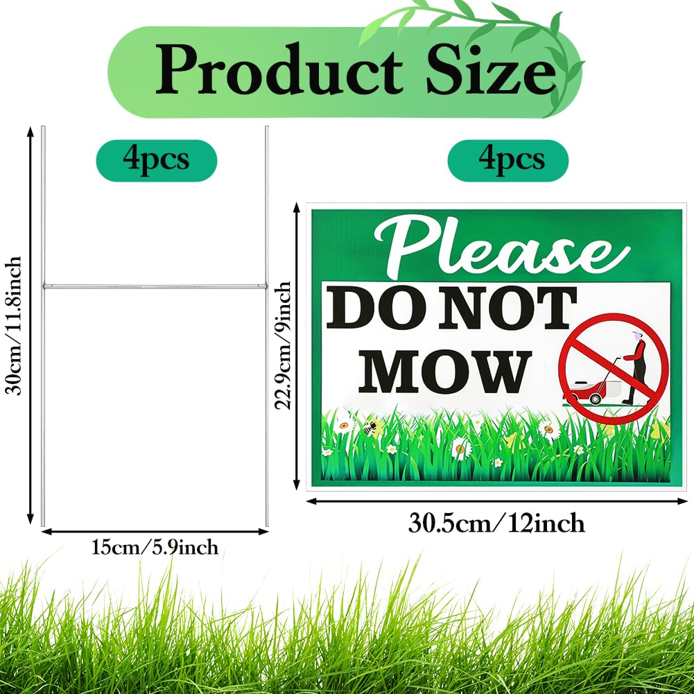 Cobee do not mow sign installed in a sunny yard setting