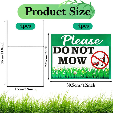 Cobee do not mow sign installed in a sunny yard setting