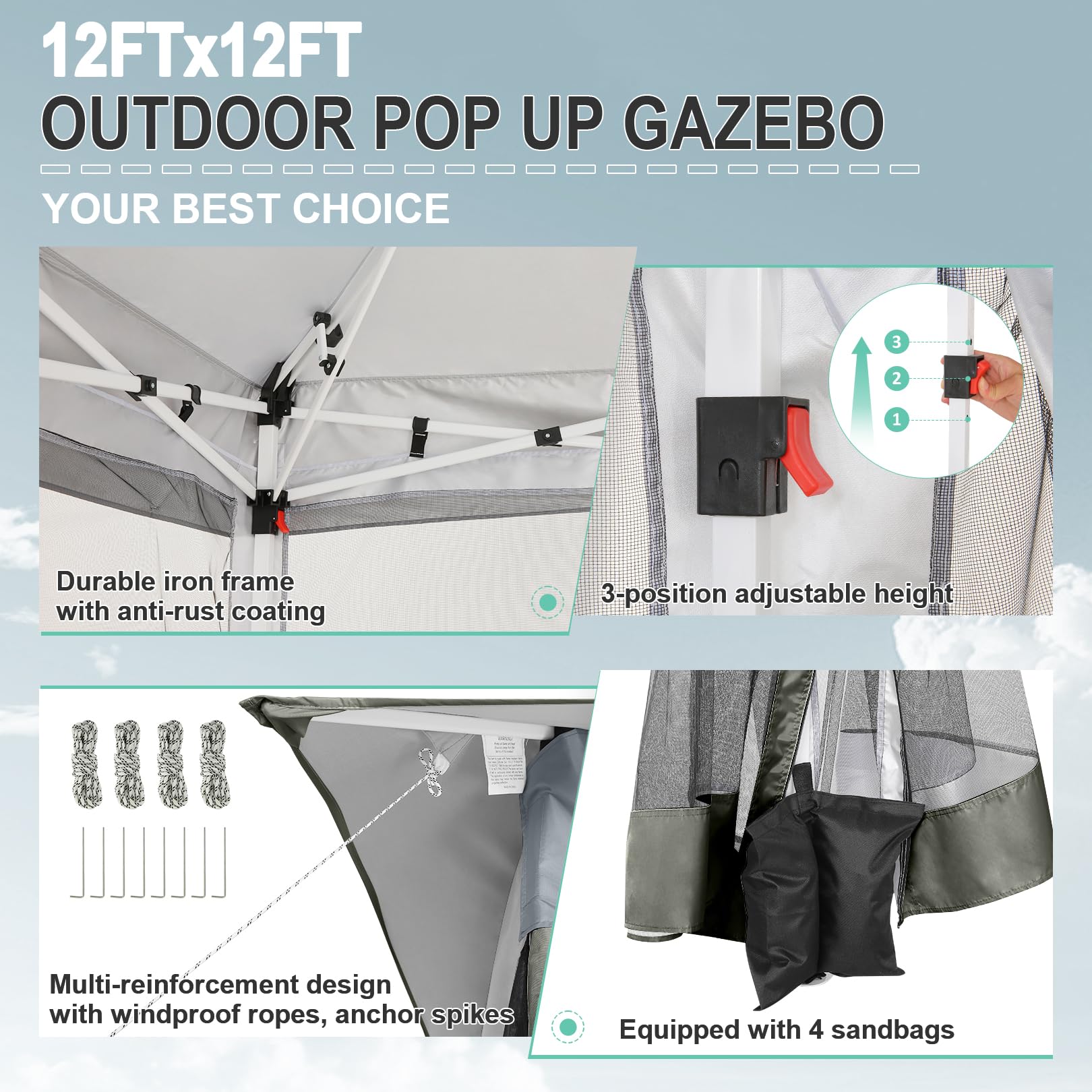 COBIZI pop-up gazebo vented roof ensures cooler air flow.
