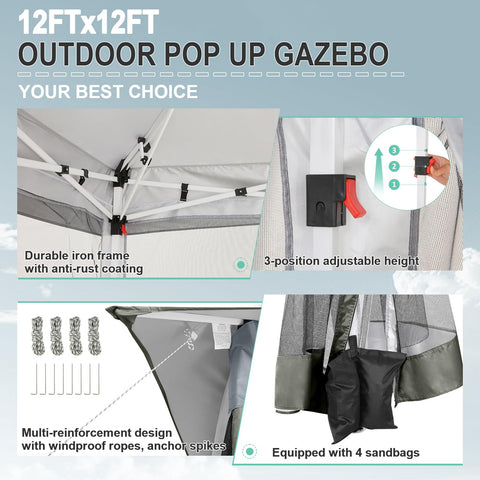 COBIZI pop-up gazebo vented roof ensures cooler air flow.