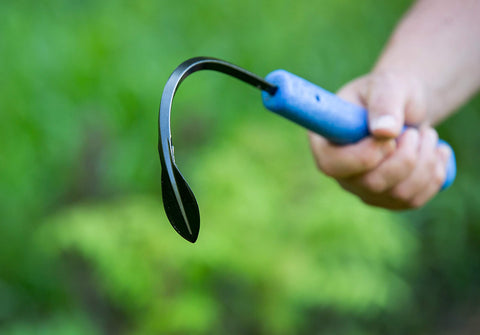 CobraHead Original Weeder in soil during digging action
